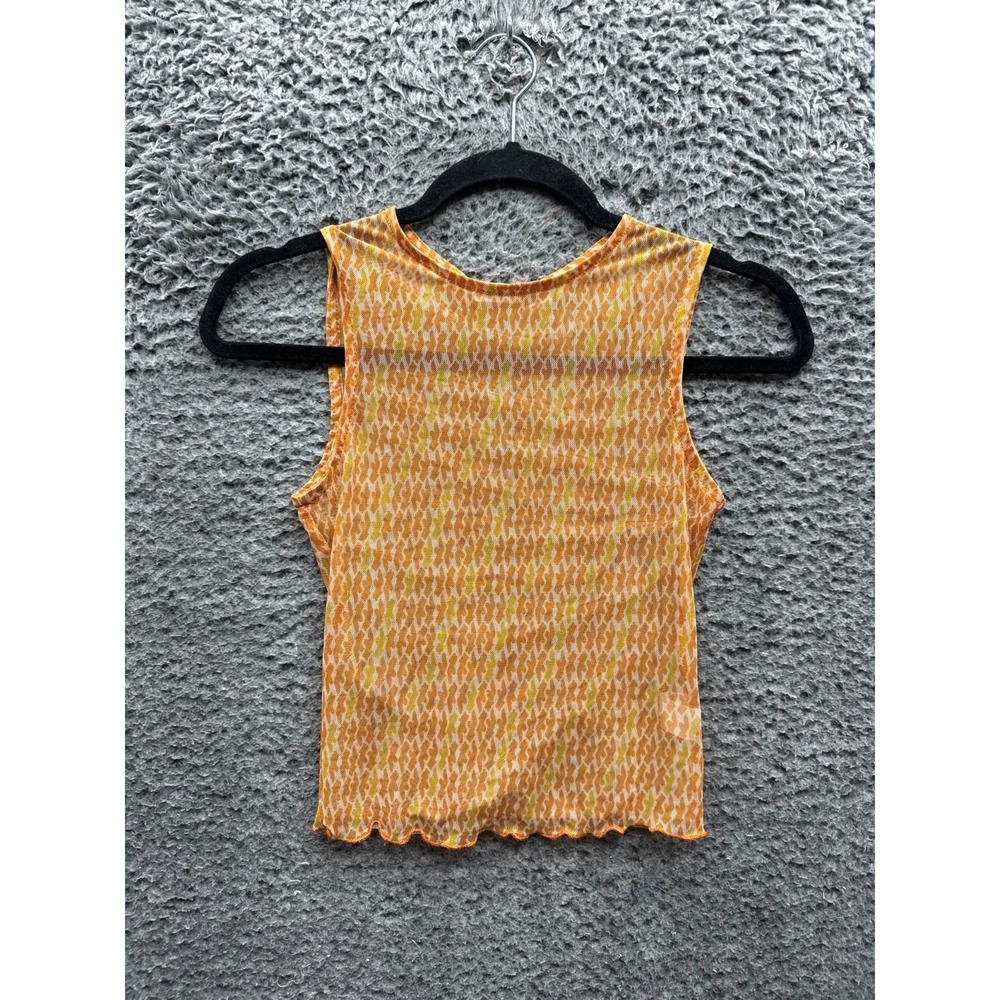 Inamorata Printed Mesh Crewneck Sleeveless Blouse Multicolor Womens Size XS